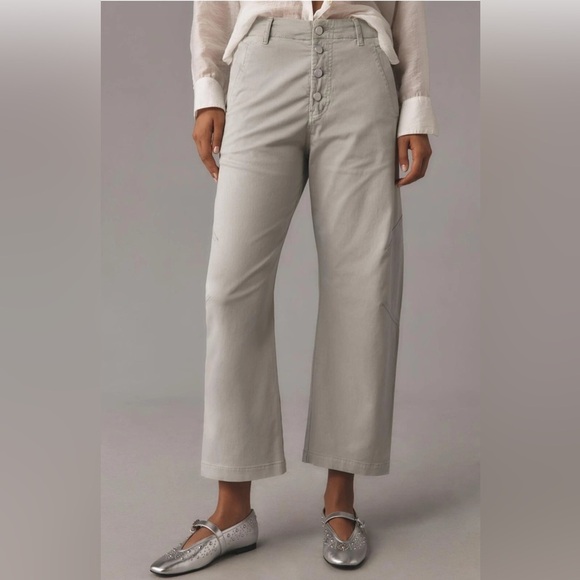 NEW Anthropologie The Arin Mid-Rise Button-Front Barrel Pants by Pilcro 29T